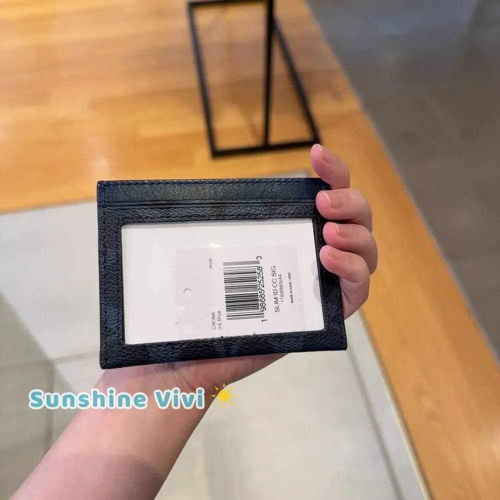 NWT Coach Slim Id Card Case In Signature Canvas CW366 Ink Blue